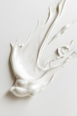 Vibrant white paint fluid flowing on a white background, creates a visual effect, generative AI