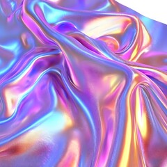 Obraz premium Colorful iridescent fabric draped elegantly, showcasing vibrant hues and smooth textures