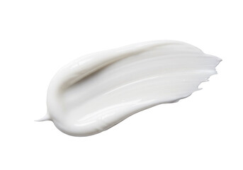 Smooth creamy lotion swirl white background. AI Generated