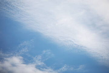 Clear Blue Sky with Whispy White Clouds on a Sunny Day