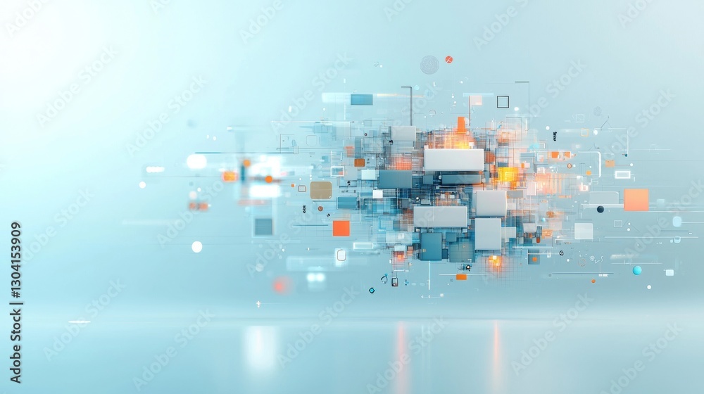 Poster dynamic data visualization digital space abstract art modern environment aerial view creative concep