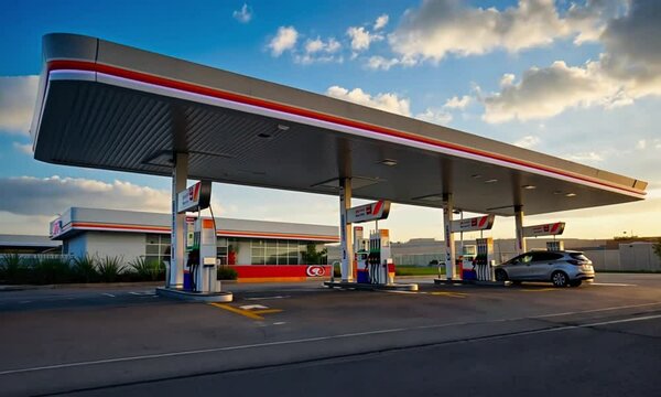 Gas Station at Sunset