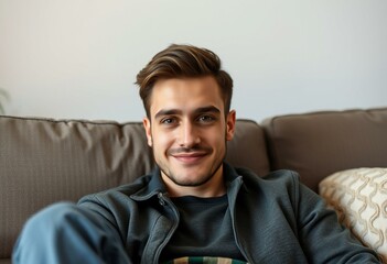 Obraz premium Photorealistic portrait of a relaxed male trendsetter