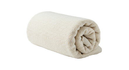 Soft cream towel neatly rolled studio shot. AI Generated