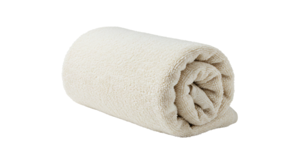 Soft cream towel neatly rolled studio shot. AI Generated