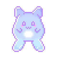 Obraz premium ピクセルアートな90s風ねこうさ系謎キャラクター★PNG