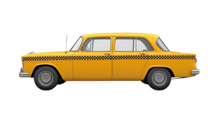Vintage yellow taxi cab illustration on city road