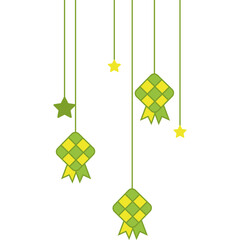 Hanging Ketupat and Stars Illustration