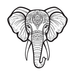 Obraz premium Elephant head line art mandala zentangle coloring page vector