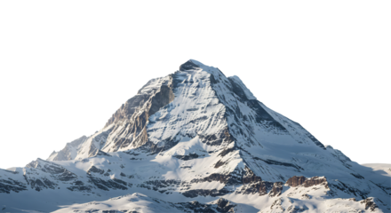 Majestic snowcapped peak rises dramatically under bright sunlight. AI Generated