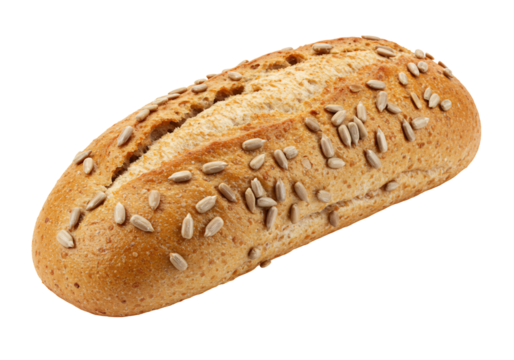 Golden-brown crusty roll speckled sunflower seeds. AI Generated