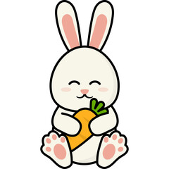 Easter Bunny Hugging Carrot Illustration