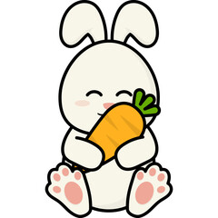 Easter Bunny Hugging Carrot Illustration