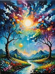 puesta de sol artística