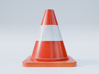Realistic 3D Render of a Traffic Safety Cone on White Background