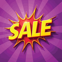 Advertising banner vector with text sale in pop art comics style