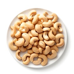 Fototapeta premium Whole Cashew Nuts Spread on White Background for Healthy Snacking and Cooking Purposes
