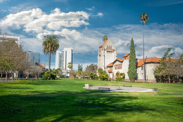 University buildings in San Jose, California, USA.
