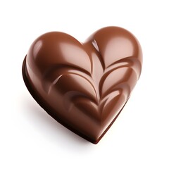 Obraz premium Exquisite 3D Heart Shaped Chocolate on a Pristine White Background
