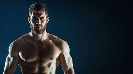 Fototapeta premium Strong Athletic Man Fitness Model showing his perfect back isolated on background with copyspace