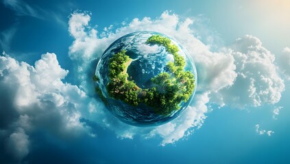 Floating Earth, Lush Islands, Cloudy Sky