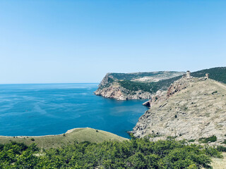 Sea view on a hot summer day Crimea Balaklava.