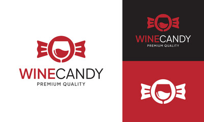 Wine Candy Logo Design Template. A logo Representing Candy Made from Wine or Wine-Infused Candy. Perfect for Candy Companies, Confectionery Shops, Dessert Bars, Wineries, or Gift Hampers for Events