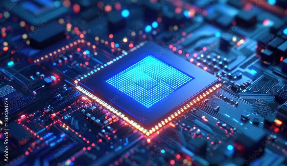 Aufkleber high-tech cpu on circuit board