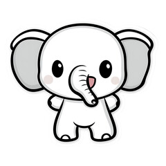 Fototapeta premium A Cute Cartoon White Elephant with Big Round Eyes