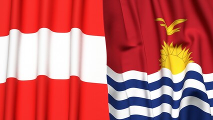 Flags of AUSTRIA and KIRIBATI with realistic cloth texture