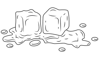 Hand Drawn Ice Cube Isolated Vector Illustration on White Background. Outline Ice Cubes, Flat Style. Ice cubes outline Vector Isolated.