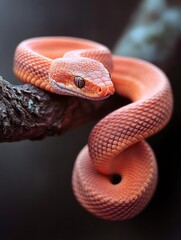 Fototapeta premium Colorful snake resting on a branch in a natural setting during daylight