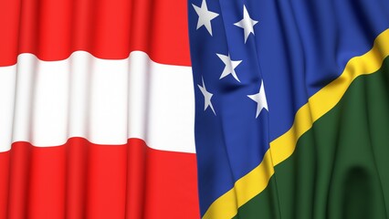 Flags of AUSTRIA and SOLOMON ISLANDS with realistic cloth texture