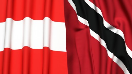 Flags of AUSTRIA and TRINIDAD with realistic cloth texture
