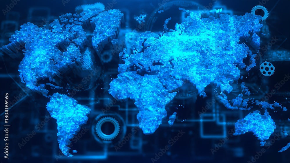 Poster innovative global network visualization digital space data map technology environment abstract viewp