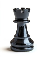 Black rook standing on white background representing strategy and power