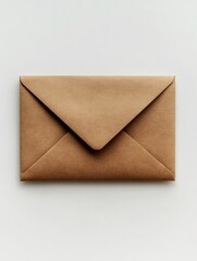 Closed brown envelope resting on white background