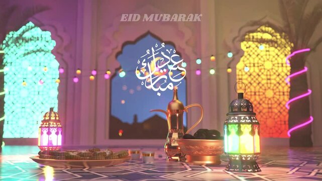 New Eid Mubarak arabic letter intro animation, Ramadan kareem background, Ramadan Kareem Eid Mubarak muslim eid ramdan