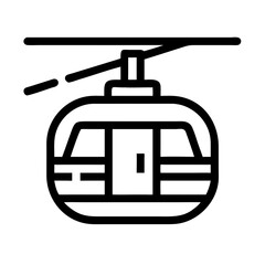 cable car in flat style. Cable car outline icons. Cable car thin line icon set . his expansive collection features diverse funicular and cable car gondola icons, ideal for projects related to mounta


