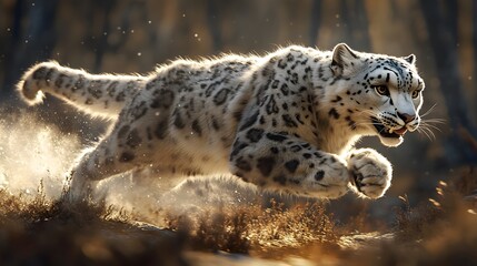 Fototapeta premium Dust Kicked Up by Running Leopard