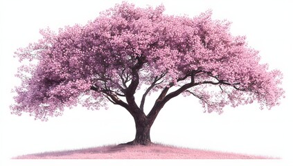 Naklejka premium Pink Cherry Blossom Tree Isolated