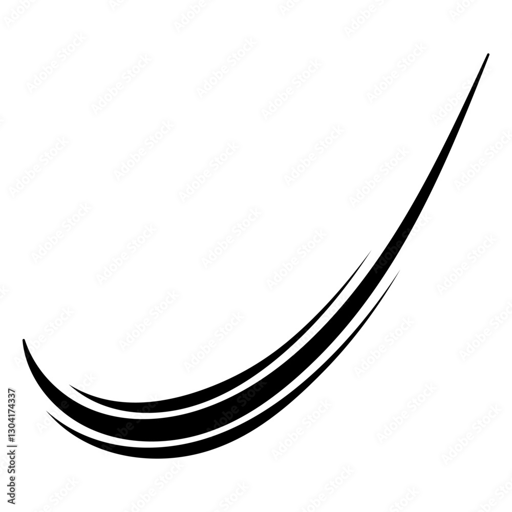 Poster sleek black swirl lines, dynamic curves in minimalist design