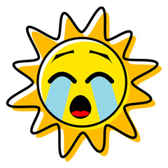Sun Emoticon With Tear