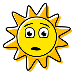 Illustration of a Concerned Sun Character