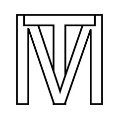 Logo sign tm mt icon double letters logotype t m