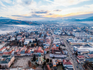 Fototapeta premium Sunset over Liptov region. Liptovsky Mikulas landspace, slovakia.