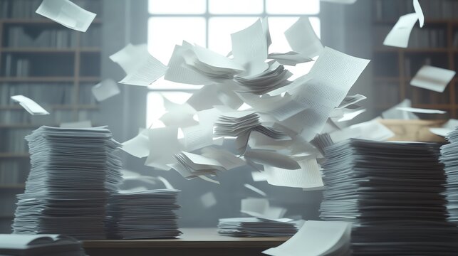 Disordered papers in a chaotic workspace.