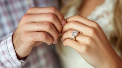 Couple exchanging rings engagement ceremony