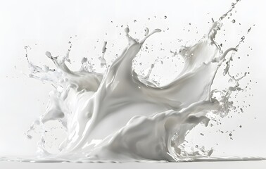 Vibrant white paint fluid flowing on a white background, creates a visual effect, generative AI