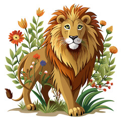 lion cartoon with blank sign